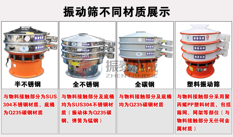 葡萄糖粉振動篩不同材質(zhì)展示