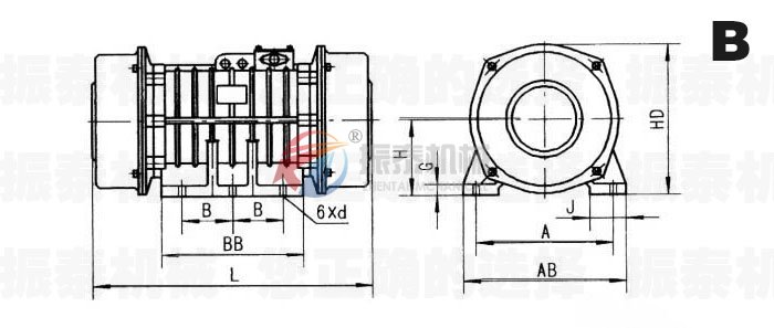 VB振動(dòng)電機(jī)外形參數(shù)圖B